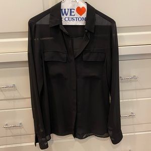 Joe Fresh Black Sheer Blouse